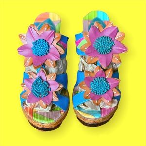 Vintage Multicolor Floral Heels